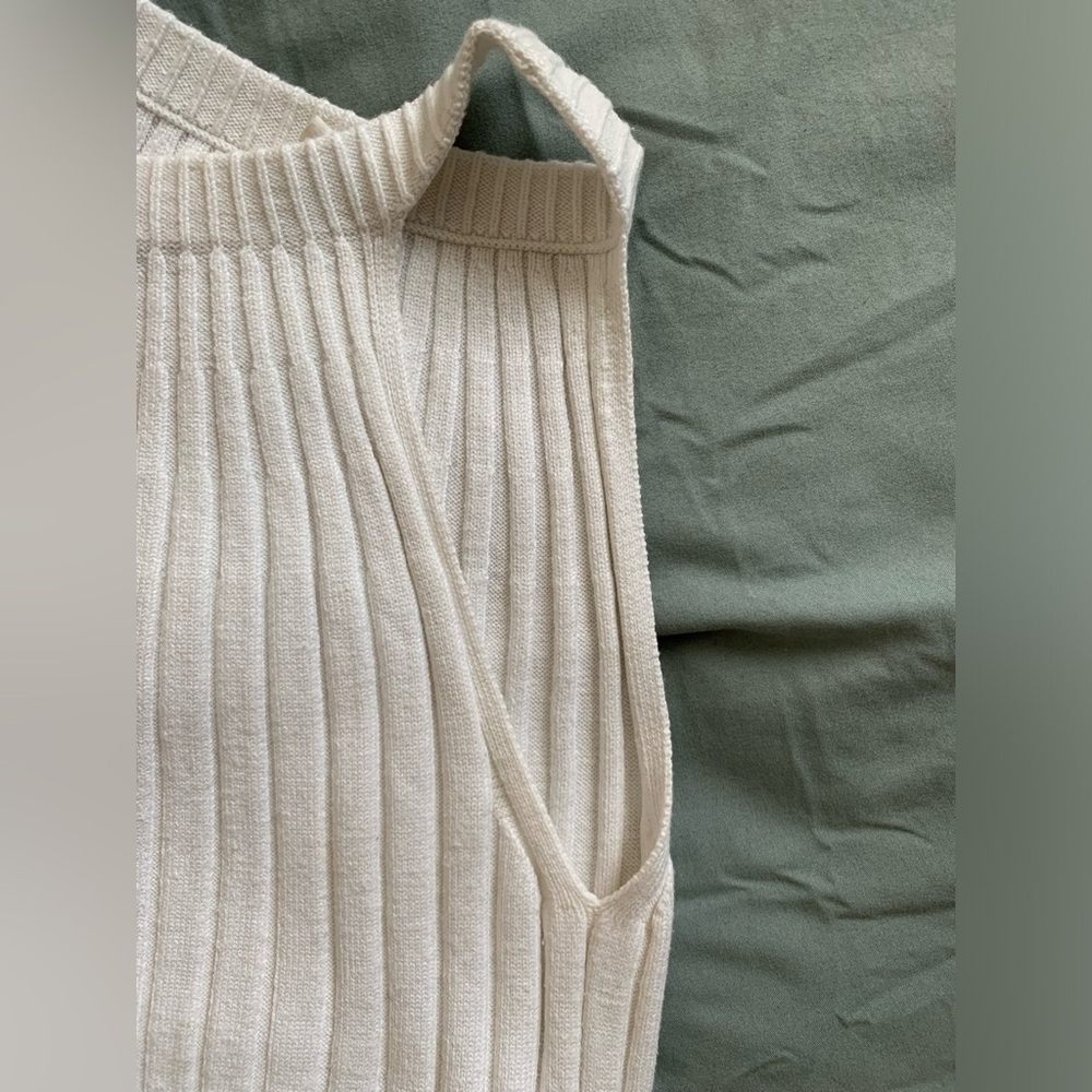 Anthropologie High Neck Ribbed Tank Off White - Picture 5 of 6